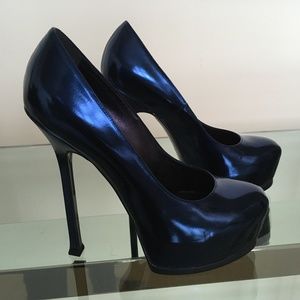 YSL Metallic Marine Blue 140 Pumps BNIB! 37.5
